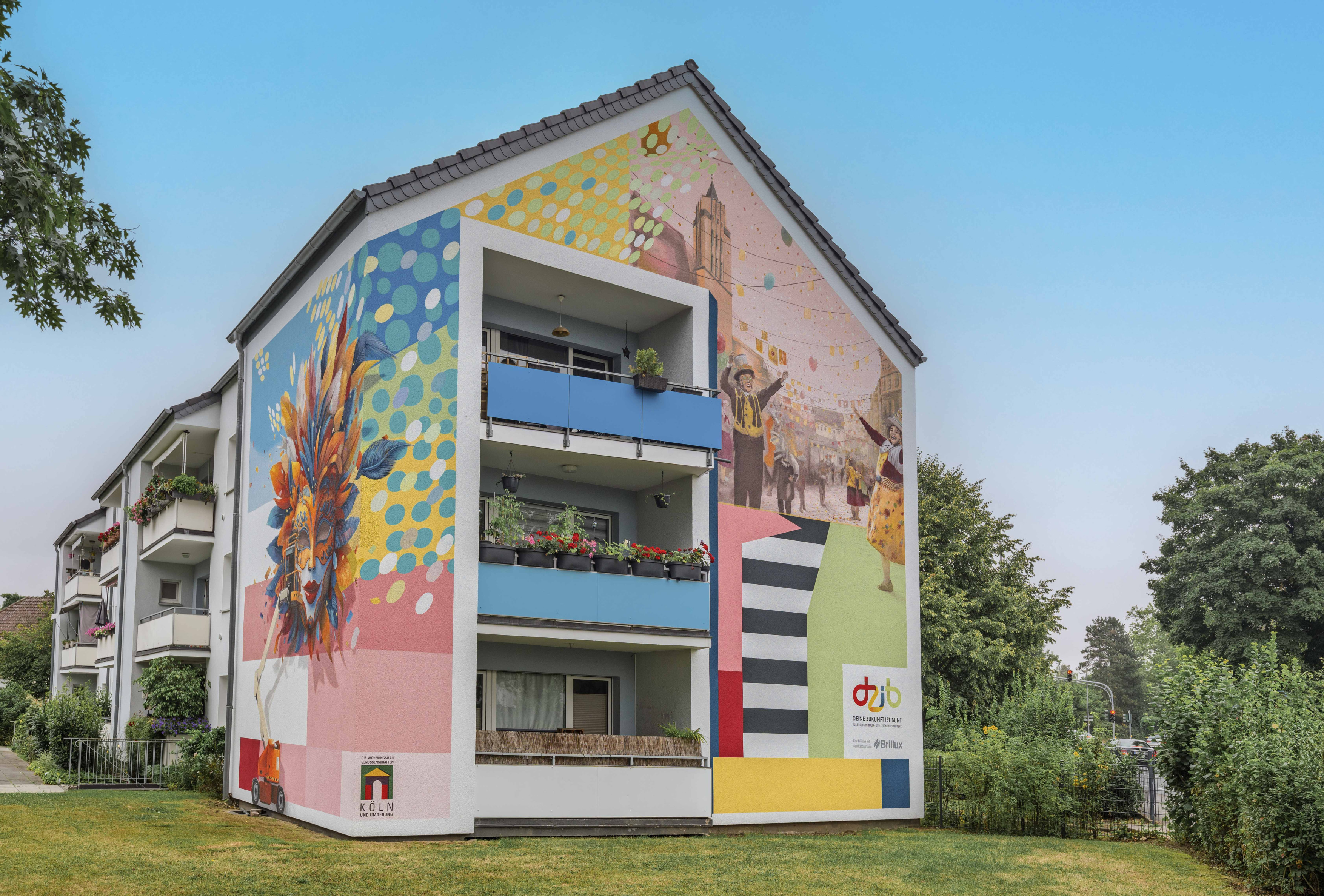 Eine bunt bemalte Hauswand