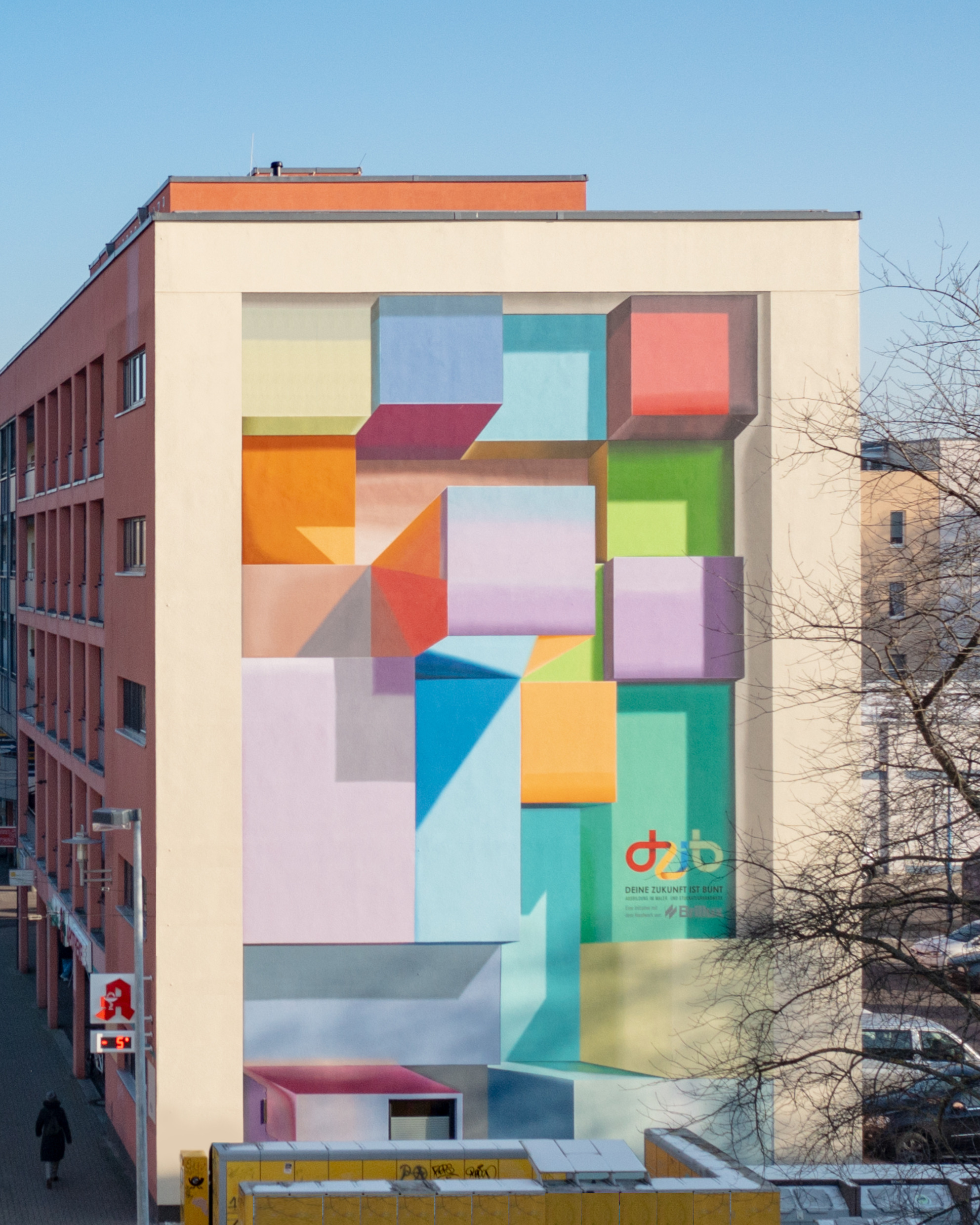 Eine bunt bemalte Hauswand