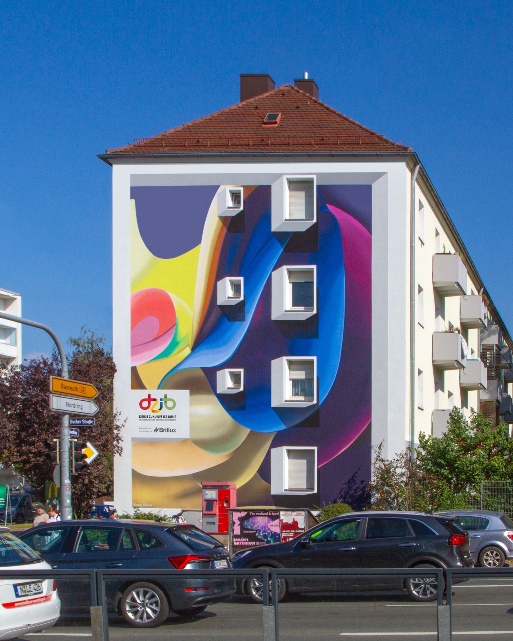 Eine bunt bemalte Hauswand