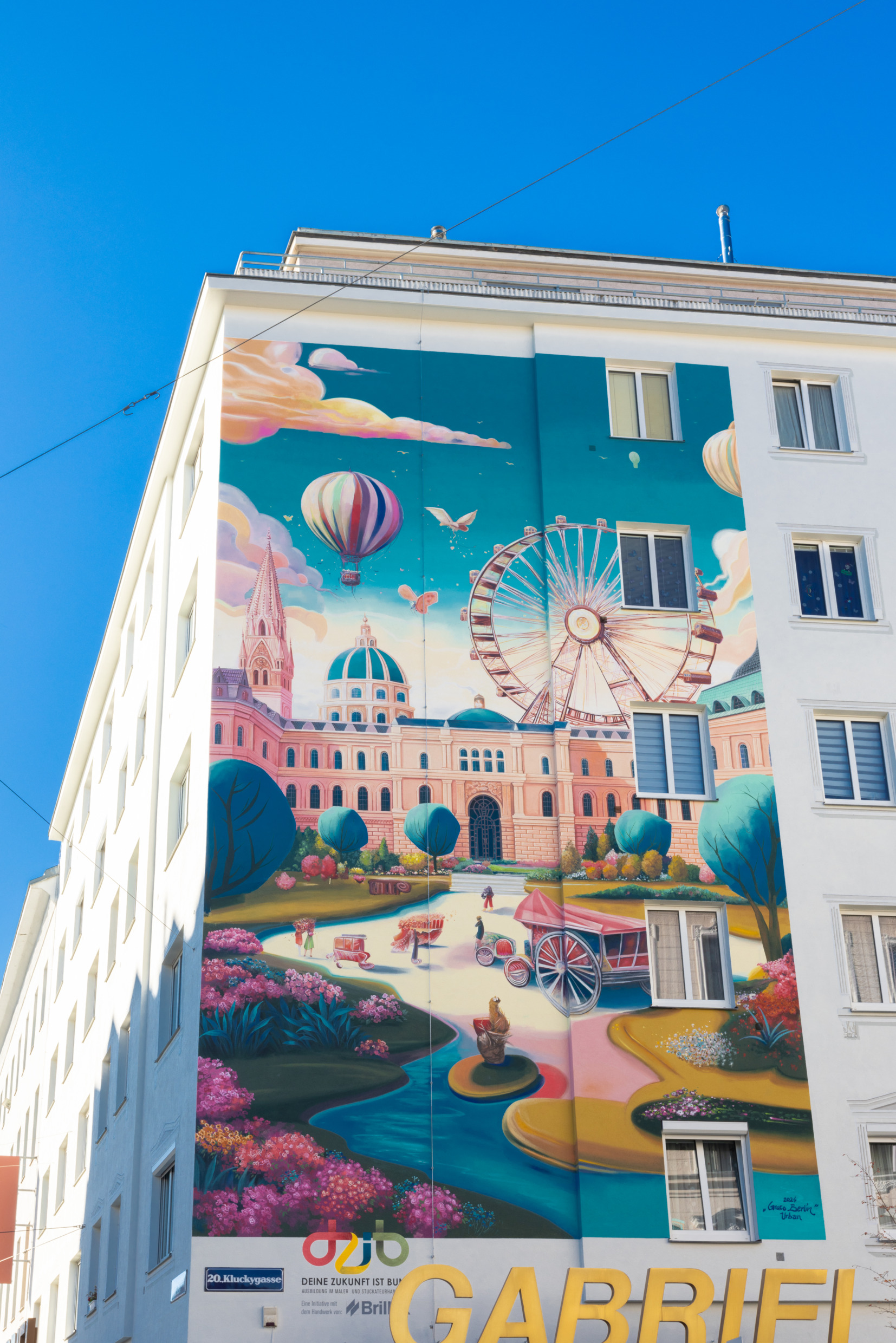 Eine bunt bemalte Hauswand